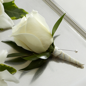 The FTD� White Rose Boutonniere