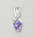 6mm Amethyst Trillion with Diamond Accent Sterling Silver Pendant Necklace